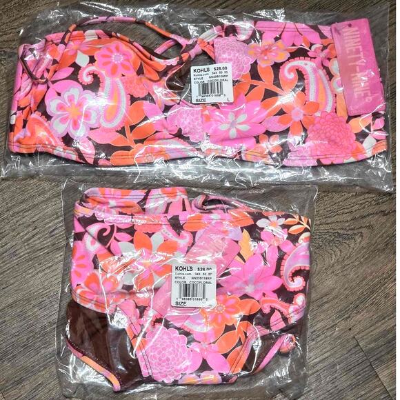 Ninety Nine Degrees Halter Cheeky Hipster Bikini Set Multi Coco Floral L/XXL NEW - Picture 7 of 9